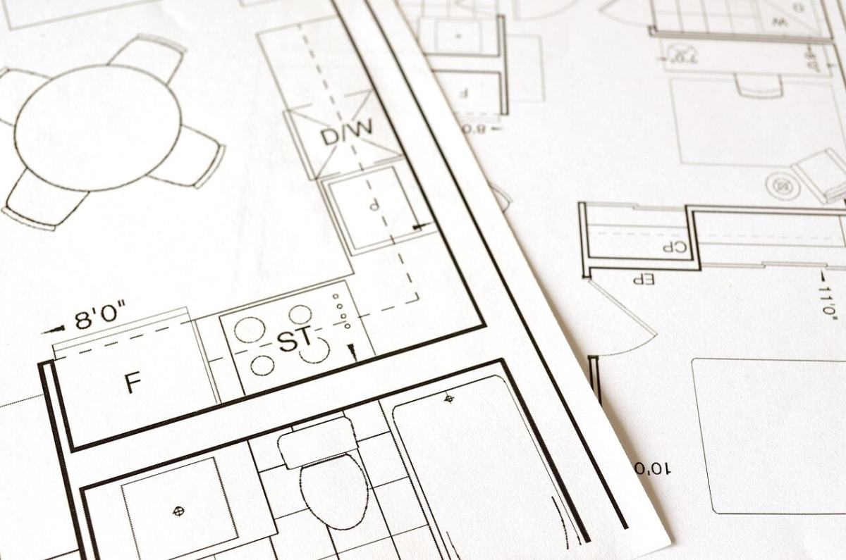 Banyo tadilatı için çizilmiş mimari plan ve krokiler
