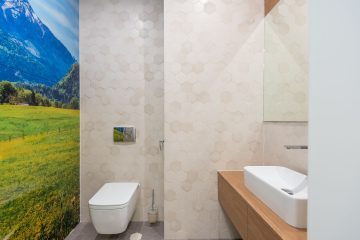 Duvarda asma klozet ve tezgâh lavabo
